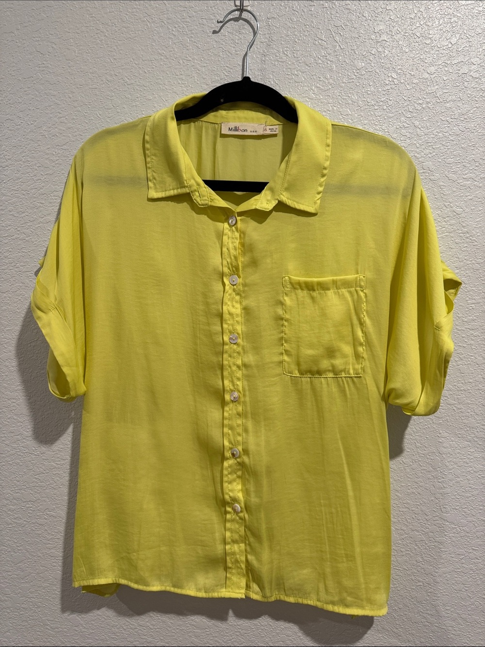 Millibon Bright Yellow Short-Sleeve Button-Down Shirt